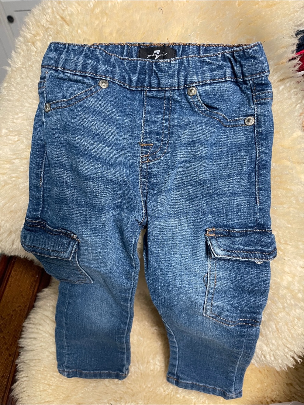 7 For All Mankind Kids Blue Denim Cargo Jeans